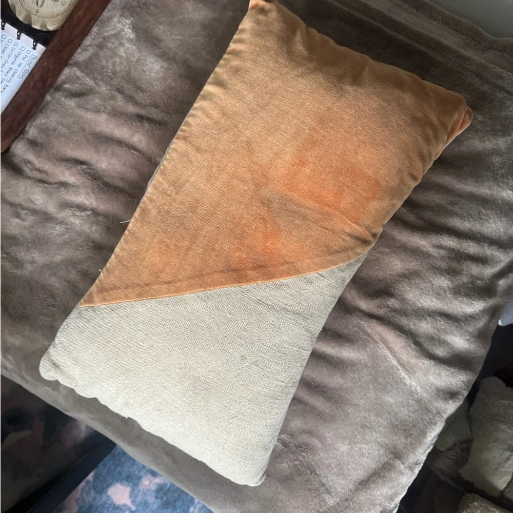 West Elm Orange and Cream Throw Pillow